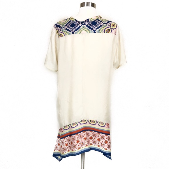 Johnny Was Silk Floral Asymmetric Tunic Blouse - Picture 5 of 8